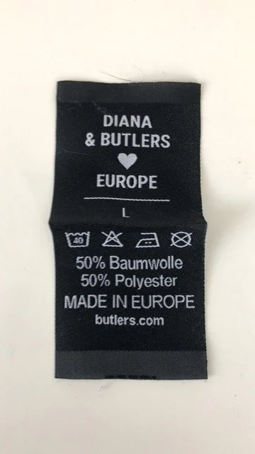 Fertig produziertes BUTLERS Pflegeetikett